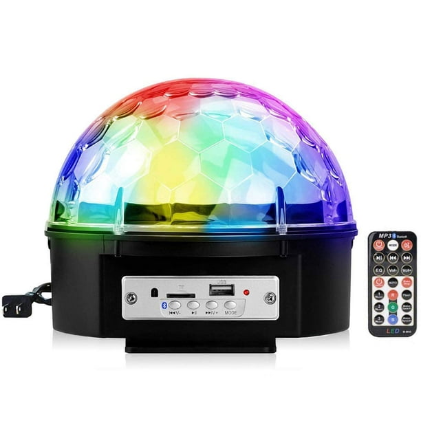 CHINLY LED Disco Ball Light MP3 Music Bluetooth Speaker USB Portable 9W 9color Modes Dance Hall Strobe Light Mini LED Stage Light Party Light for Wedding Party Bar Club DJ KTV with Remote & US Plug 